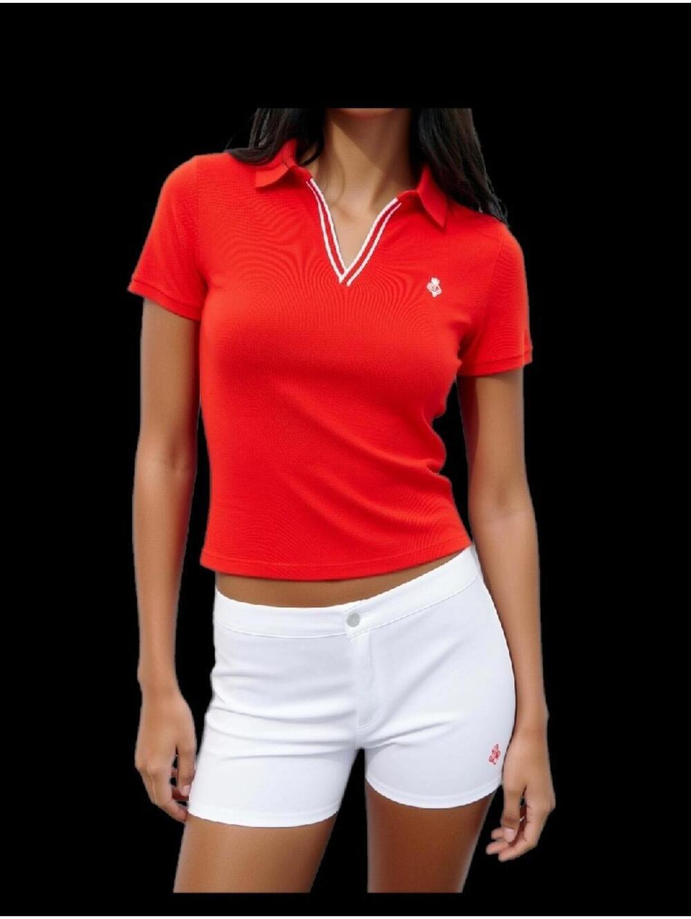 LRL Lauren Ralph Lauren Active Polo Shirt Womens Size S Orange Cotton Preppy VIn